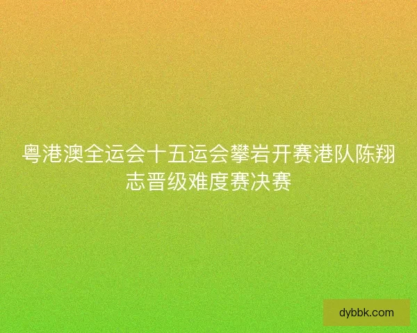 粤港澳全运会十五运会攀岩开赛港队陈翔志晋级难度赛决赛