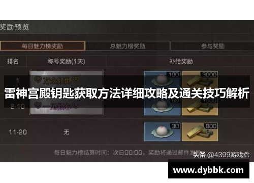 雷神宫殿钥匙获取方法详细攻略及通关技巧解析